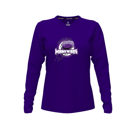[FTLVCFPP-FYXS-LOGO1] Decker Comfort T-Shirt (Female Youth XS, Purple, V Neck, Logo 1, Long Sleeve)