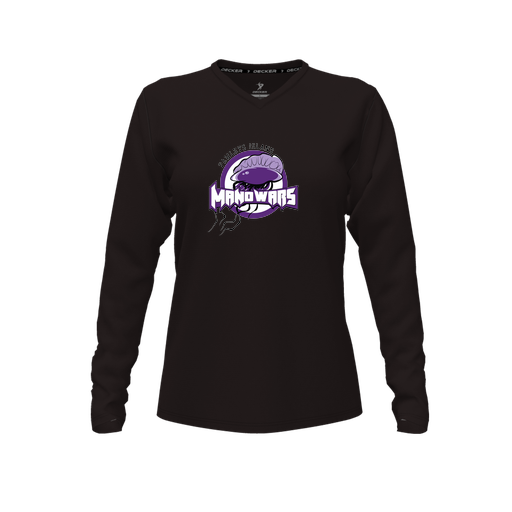 [CUS-DFW-TEES-PER-VNK-LSL-BLK-FYXS-LOGO1] Performance T-Shirt (Female Youth XS, Black, V Neck, Logo 1, Long Sleeve)